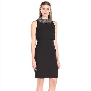 LAST CHANCE AIDAN MATTOX Sleeveless Mock Beaded Turtleneck Popover Dress 2 NWT